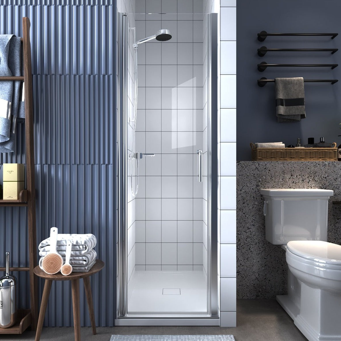 Classy 24-25 1/2" W x 72" H Small Shower Door Hinged Pivot Chrome Install Clear Glass Shower Door