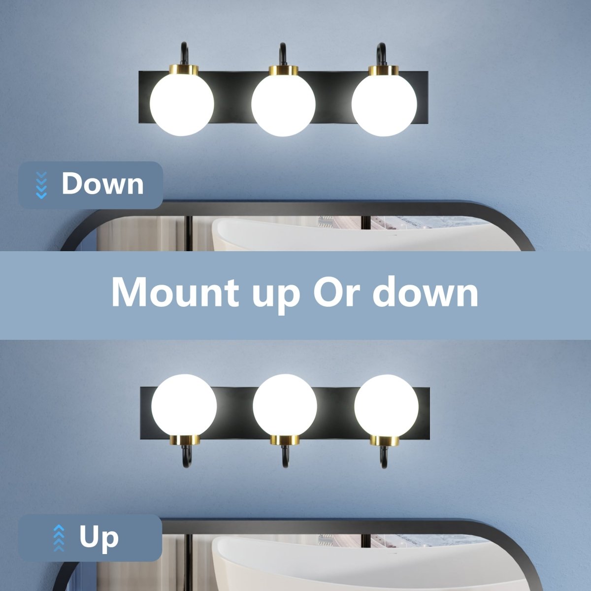 ExBrite 24" 3 - Light LED Vanity Light with Dimmable Switch & Tri - Color Temperature