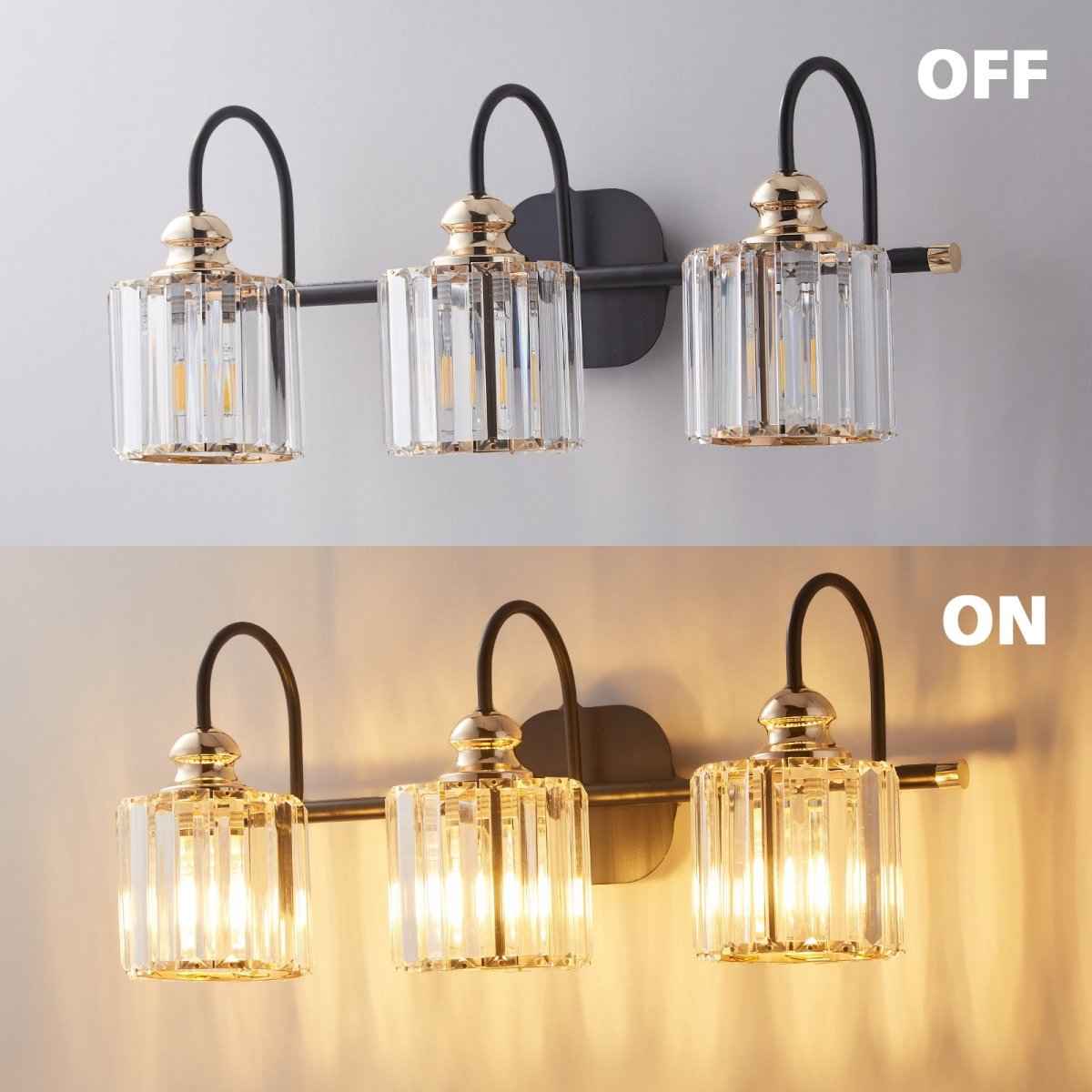 ExBrite 23 1/8" W 3 Light Bathroom Black and Gold Vanity Lights for Bathroom Light