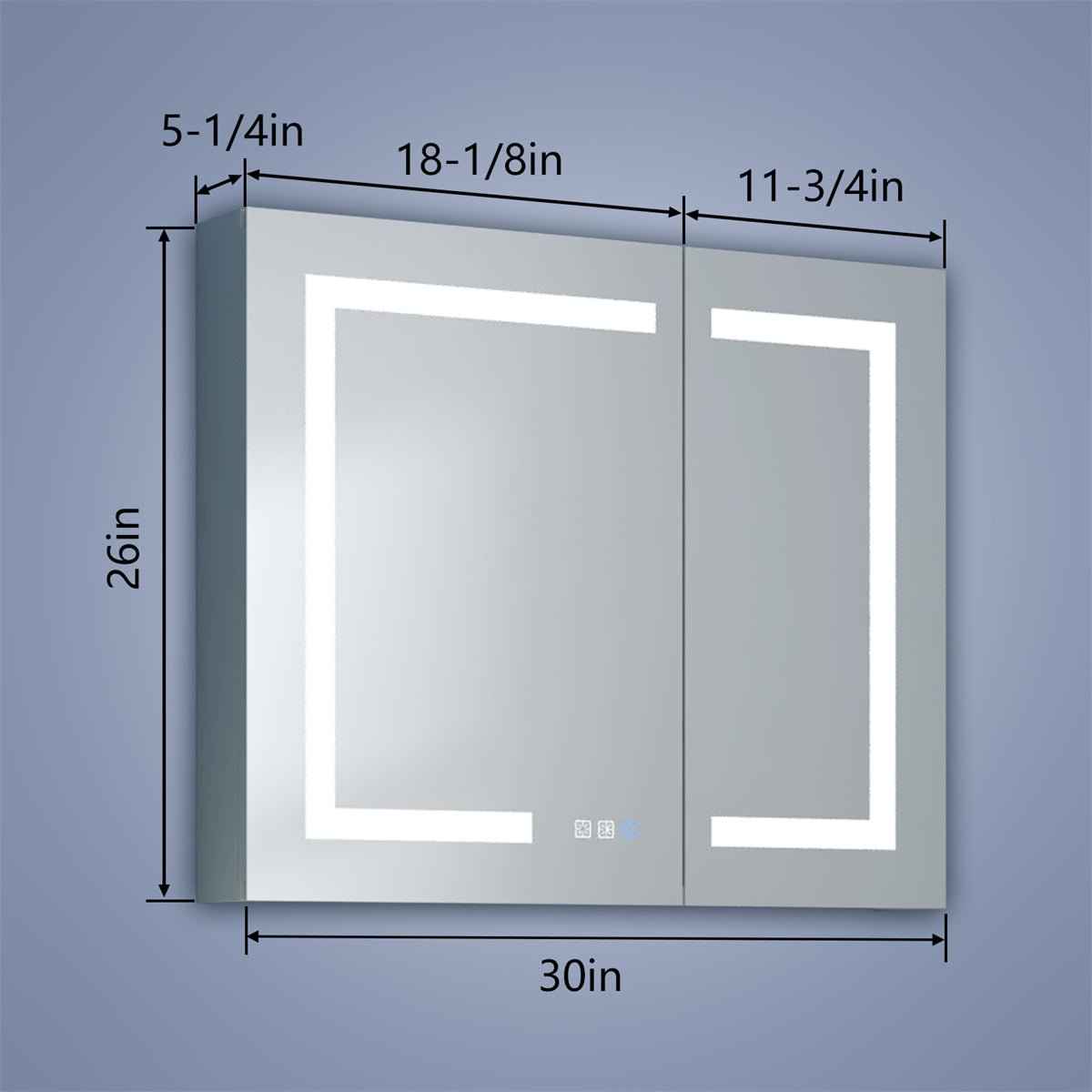 Boost-M1 30 in. W x 26 in. H Bathroom Medicine Cabinet with Mirror And Light Recessed or Surface Mount