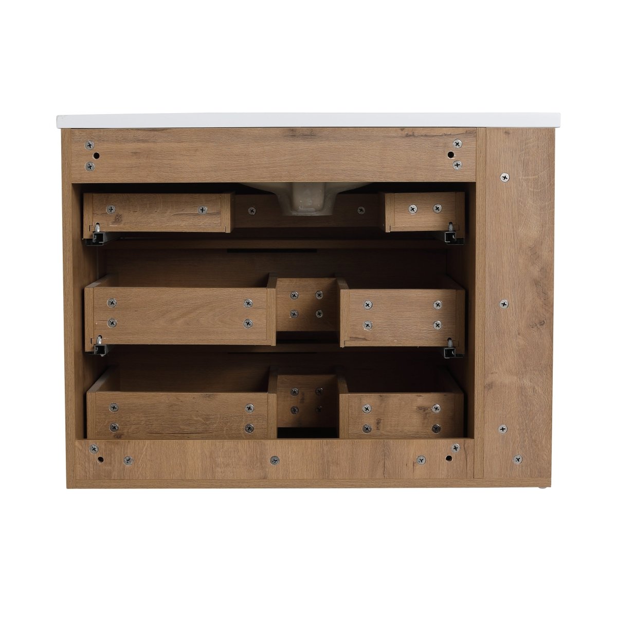 ExBrite 30" Oak Bathroom Vanity With Top Adjustable Side Shelf