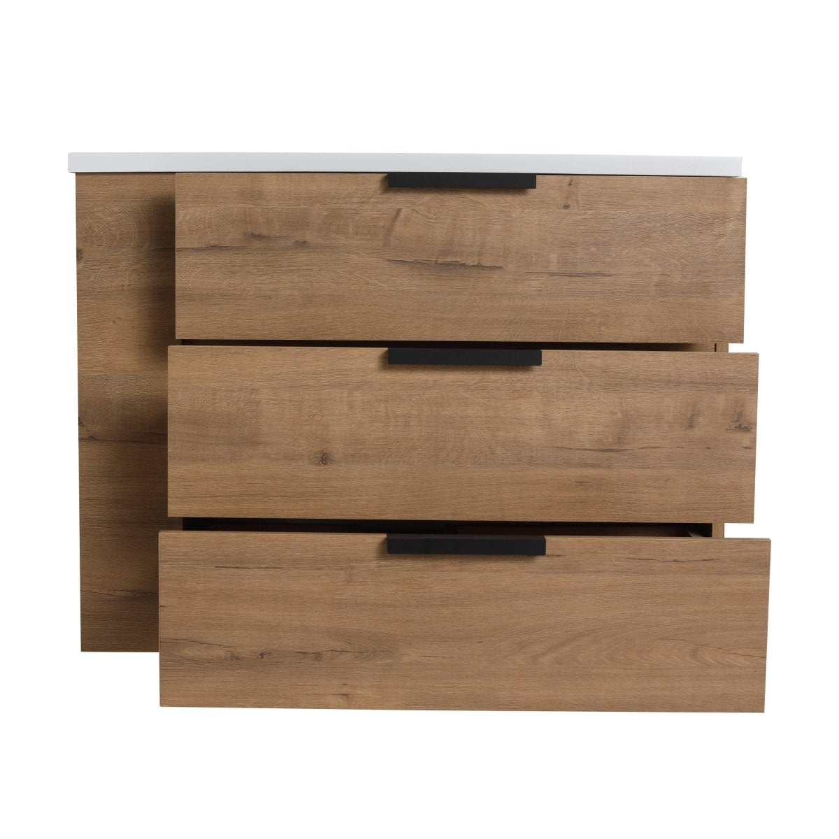 ExBrite 30" Oak Bathroom Vanity With Top Adjustable Side Shelf