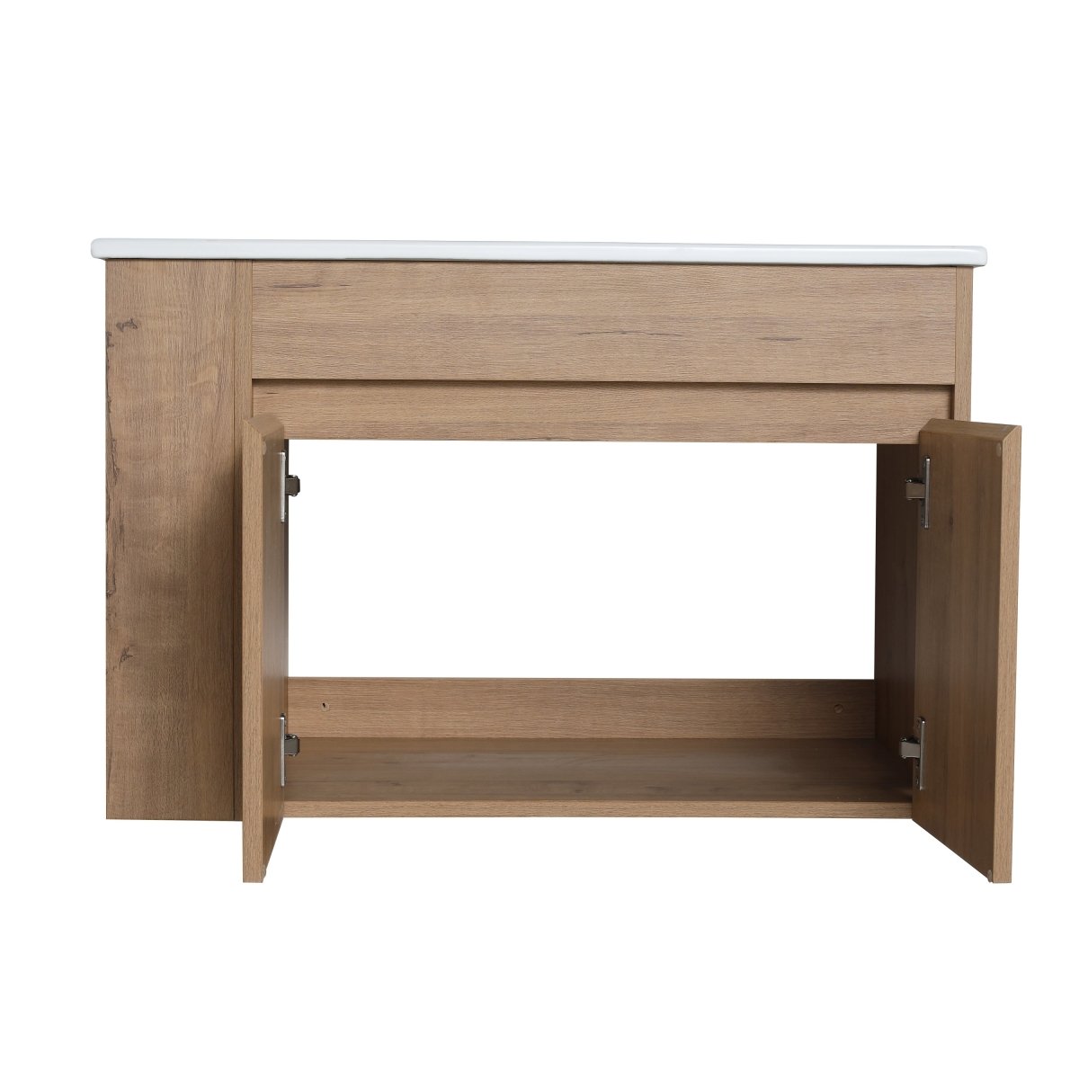 ExBrite 30" Wall Mount Floating Vanity with White Ceramic Basin and Adjust Open Shelf