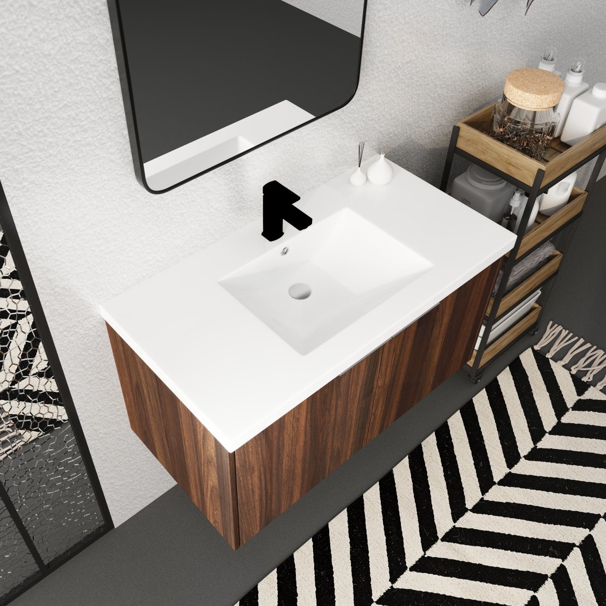 ExBrite 36" Modern Design Float Mounting Bathroom Vanity With Sink Soft Close Door