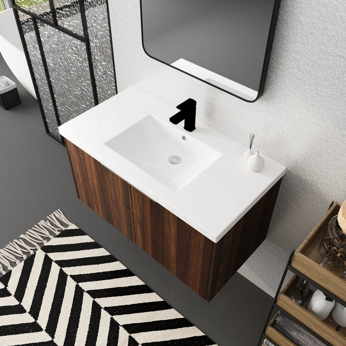 ExBrite 36" Modern Design Float Mounting Bathroom Vanity With Sink Soft Close Door