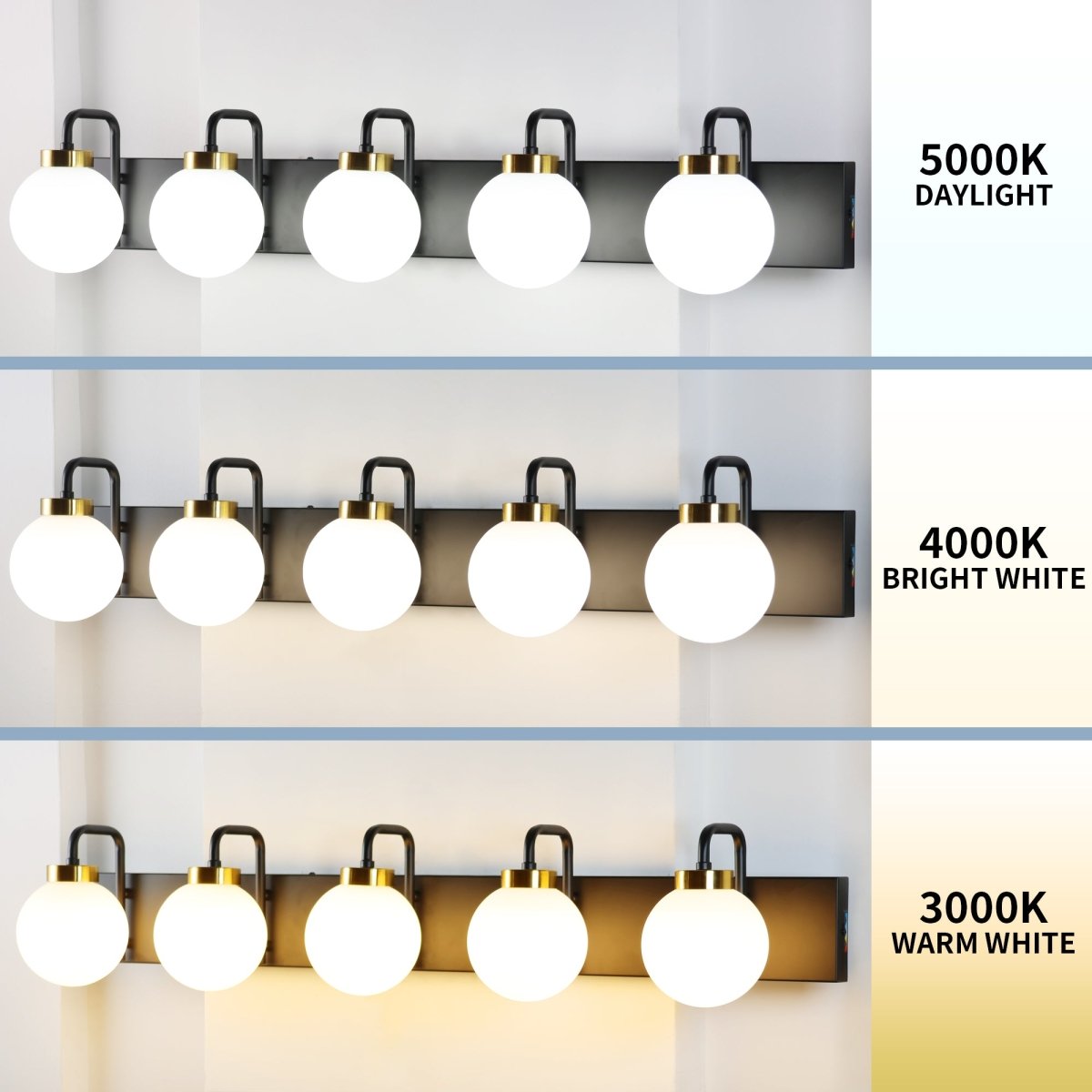 ExBrite 40" 5 - Light LED Vanity Light with Dimmable Switch & Tri - Color Temperature