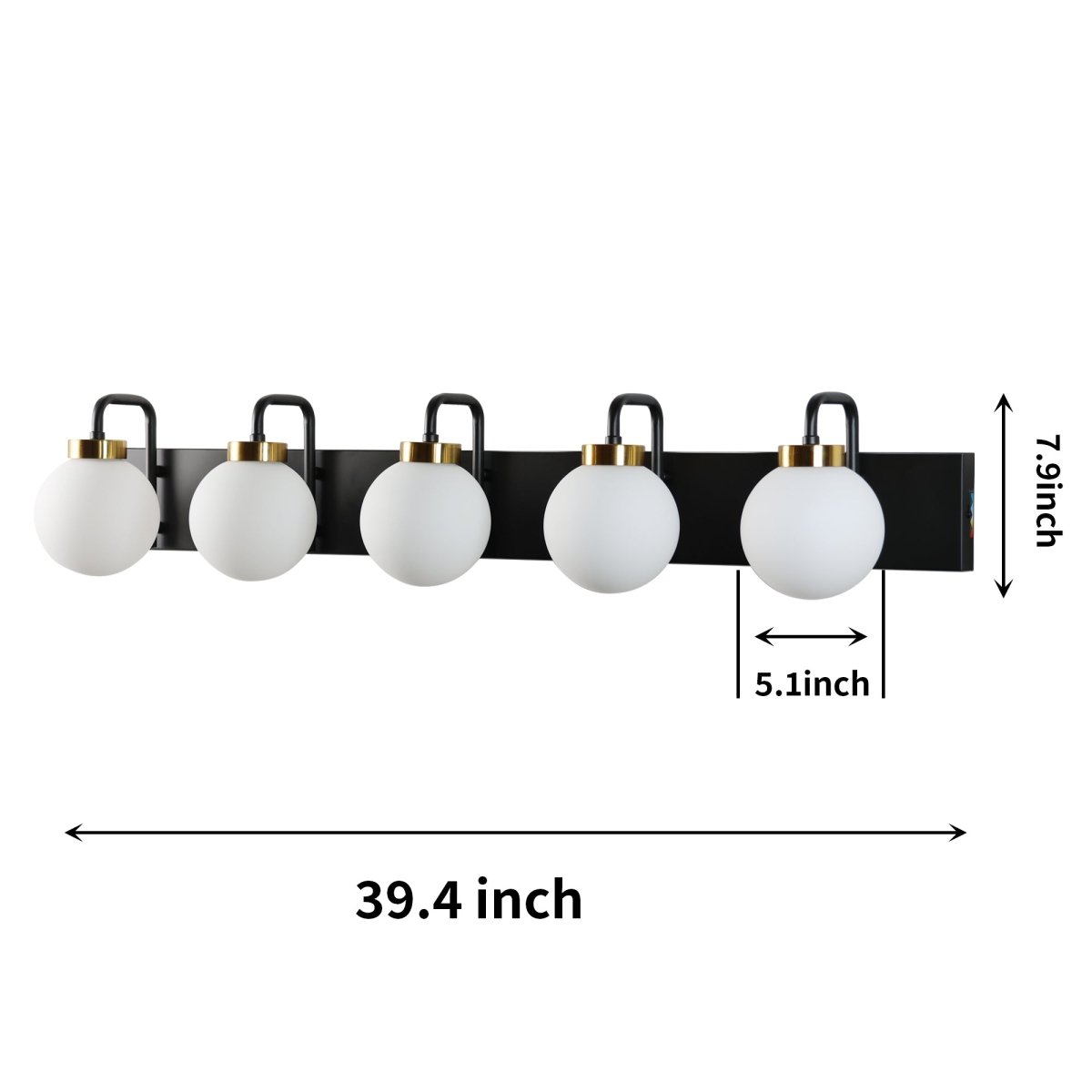 ExBrite 40" 5 - Light LED Vanity Light with Dimmable Switch & Tri - Color Temperature