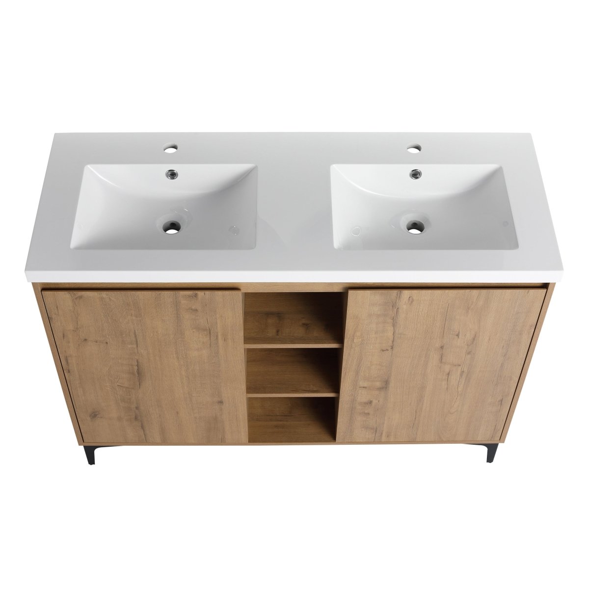 ExBrite 48" Freestanding Bathroom Vanity With Double Sink, Soft Closing Door Hinge