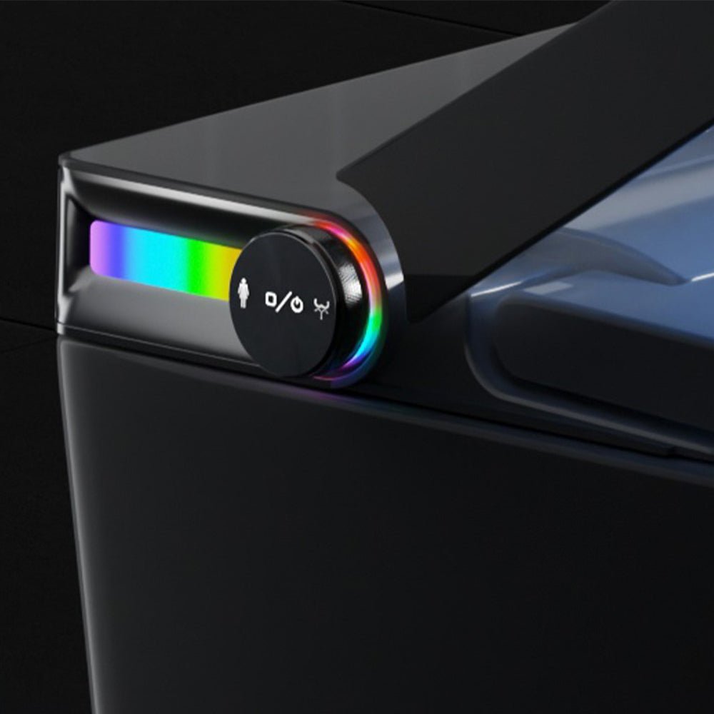 Exbrite Smart Toilet With Foot Sensing Open Cover & Seat, No Water Pressure Limitation, Night Light, Leakage Protection, Side Knob With Multiple Controls, Remote Control, Auto Flushing, White Screen