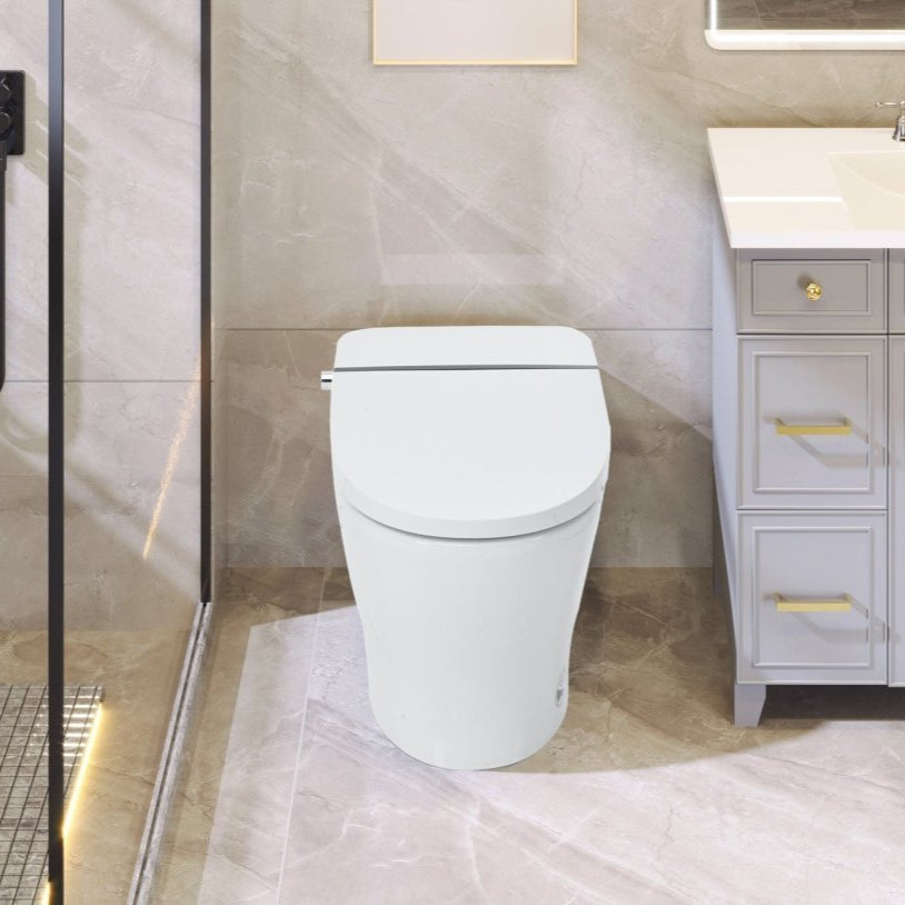 ExBrite Smart Toilet,Bidet with Self - Cleaning Nozzle,Dual Flush 1 - 1.28 GPF,Clear at room temperature,Knob Control,Power Outage Flushing,Soft Close