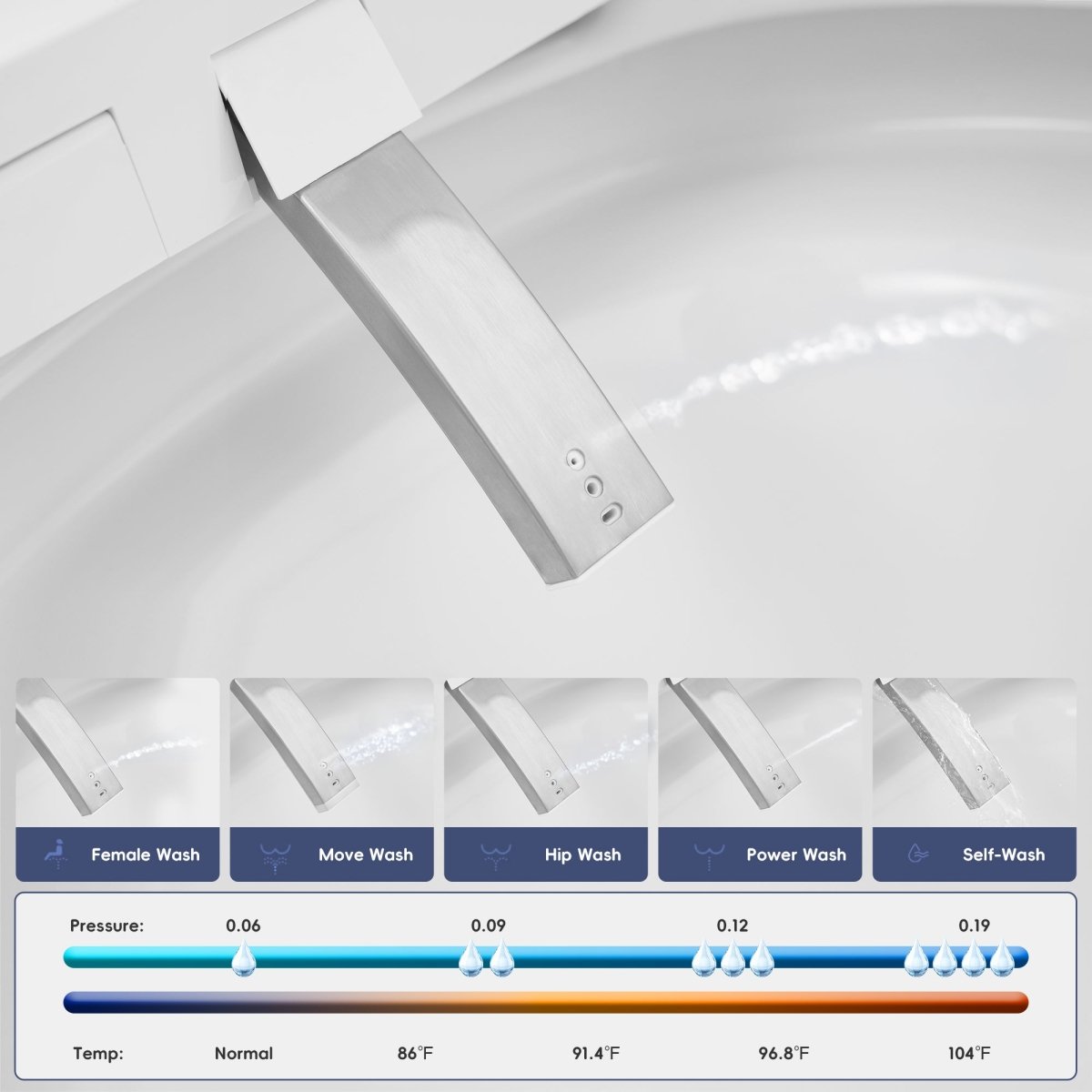 ExBrite Tankless Smart Toilet with Bidet Built In,Auto Open & Close,Wider Bidet with Heated Seat, Warm Water and Dry, Foot Sensor, LED Display, Remote Control