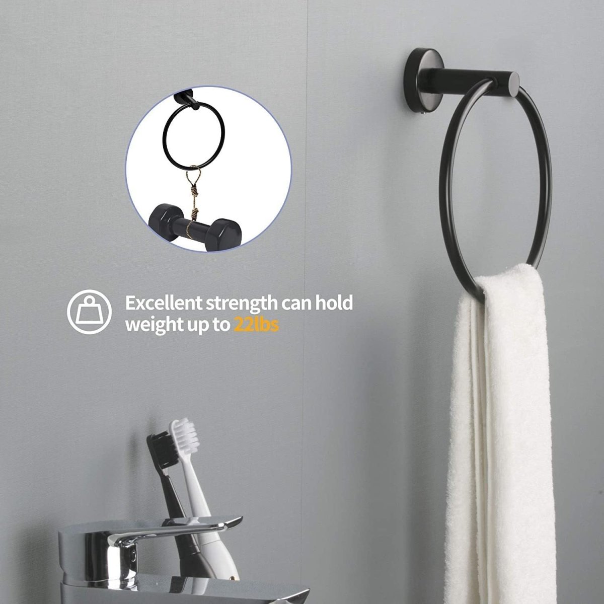 ExBrite Wall Mount Towel Rack Set 6 Piece Stainless Steel for Bathroom