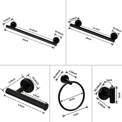 ExBrite Wall Mount Towel Rack Set 6 Piece Stainless Steel for Bathroom