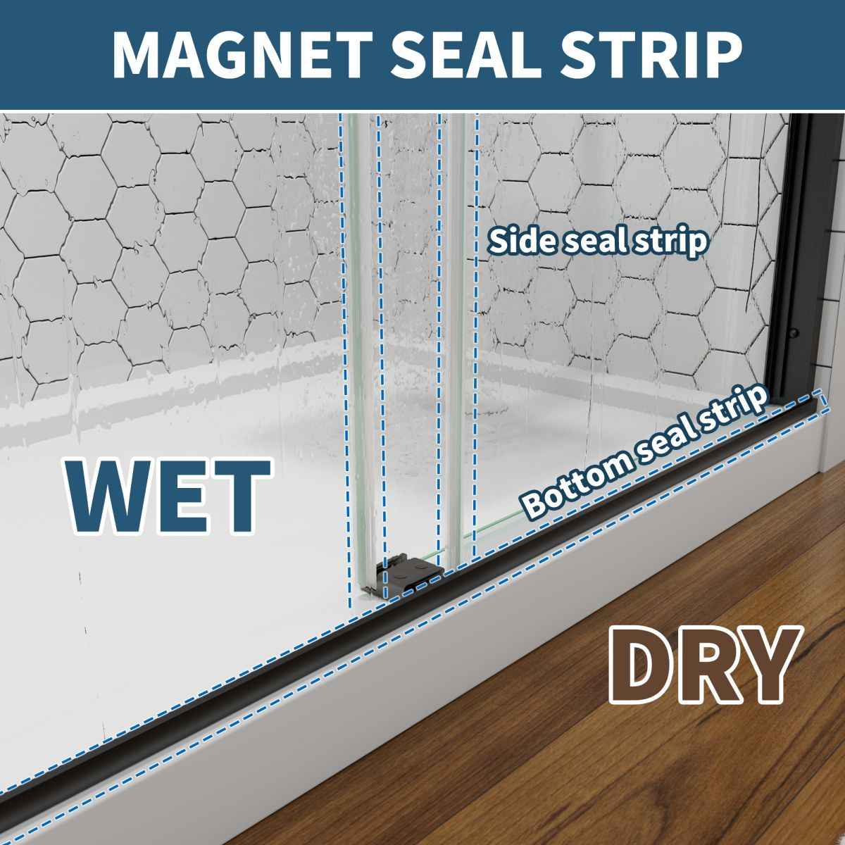 ExRoll 56"-60" Width x 74" Height Shower Sliding Glass,Clear Tempered Glass,Matte Black,Horizontal Handle,Smooth Door Closing