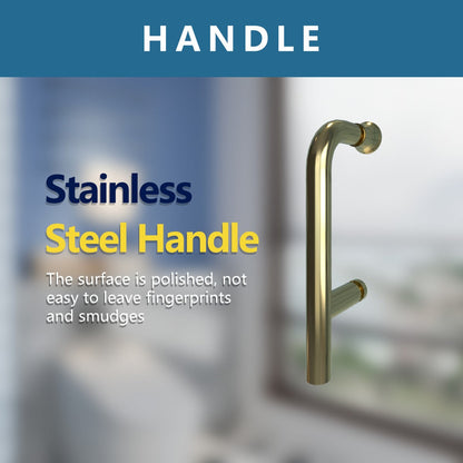 Classy 36-38"x72" Frameless Shower Door in Brush Gold,Water Repellent Glass with Seal Strip Parts and Handle,6mm Glass Shower Door - ExBriteUSA