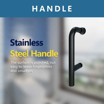 Classy 30-32" W x 72" H Pivot Shower Door Semi-Frameless Matte Black Hinged Glass Shower Door with Handle