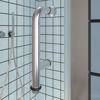Exbrite Adapt Bifold Shower Door 30-32 in.W x 72 in.H Pivot Swing Shower Doors,Brushed Nickel,Tempered Glass - ExBriteUSA