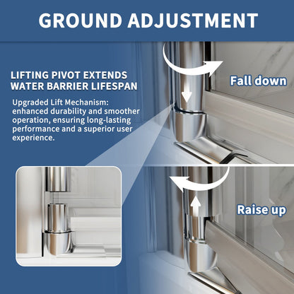 Adapt-E 34 in.W x 72 in.H Bifold Frameless Folding Glass Shower Doors,Chrome Finish,Pivot Swing Shower Doors,1/4 in.Fold Clear Glass