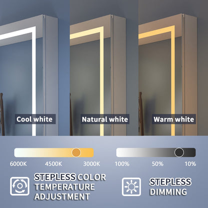Boost-M2 24" W x 32" H LED Lighted Bathroom Medicine Cabinet with Mirror, Right Hinge