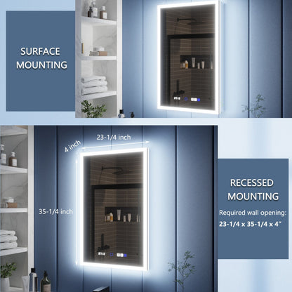 Illusion 24" x 36" Medicine Cabinet with Mirror Led,Front and Back Light,Hinge on Left