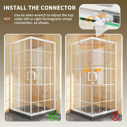 Haven-S 36" x 72" Corner Shower Enclosure,6mm Clear Glass,Double Sliding Shower Doors,White,Not Base,Adjustable