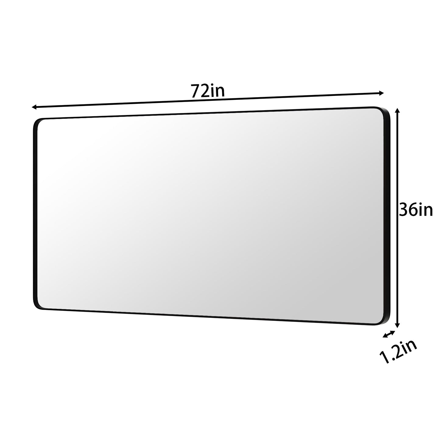 Noir 72" x 36" Vanity Mirror �C Modern, Elegant, Rectangular Wall Mirror with Tempered Glass, Shatterproof, Rust-Resistant, Matte Black Frame for Bathroom, Living Room & Hallway - ExBriteUSA