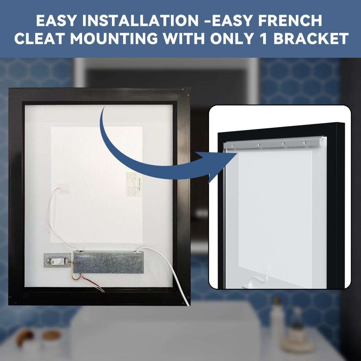 Verloar 30" W x 36" H Framed Lighted Bathroom Mirror,Dimmable,Anti Fog,Front-Lit Illumination,Matte Black