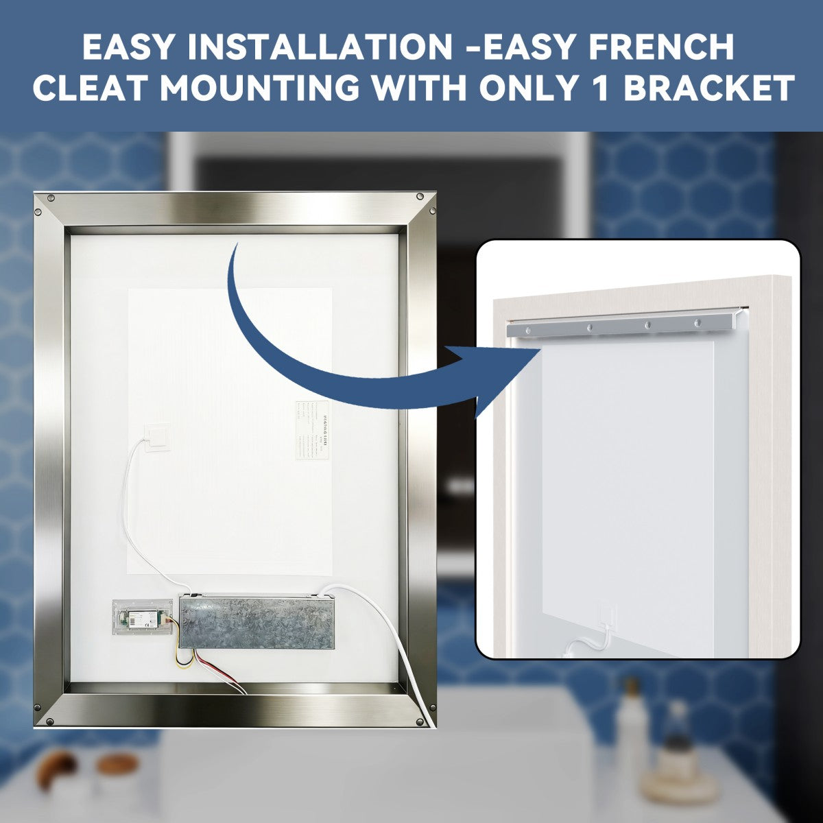 Verloar 30" W x 36" H Framed Lighted Bathroom Mirror,Dimmable,Anti Fog,Front-Lit Illumination,Brushed Nickel