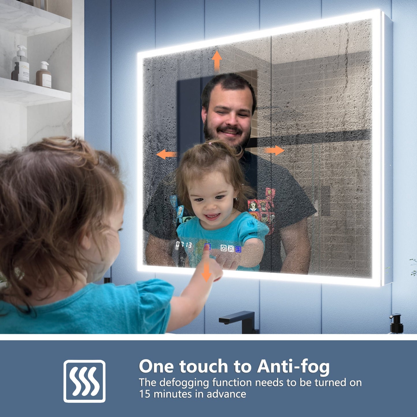 Illusion 36" x 32" LED Surface or Recessed Medicine Cabinet with Mirror Front and Back Light