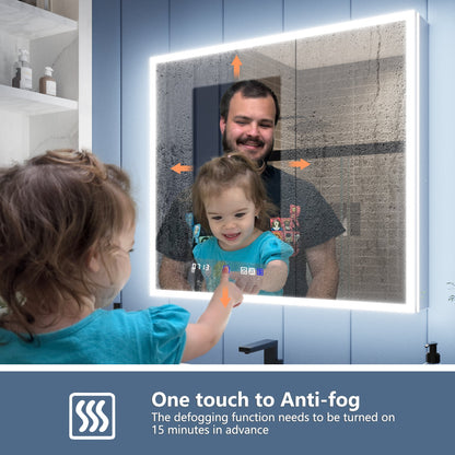 Illusion 36" x 32" LED Surface or Recessed Medicine Cabinet with Mirror Front and Back Light