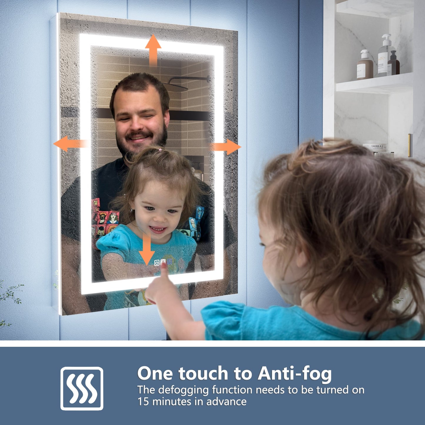 Illusion-B 24" x 36" LED Lighted Inset Mirrored Medicine Cabinet with Magnifiers Front and Back Light, Right Hinge