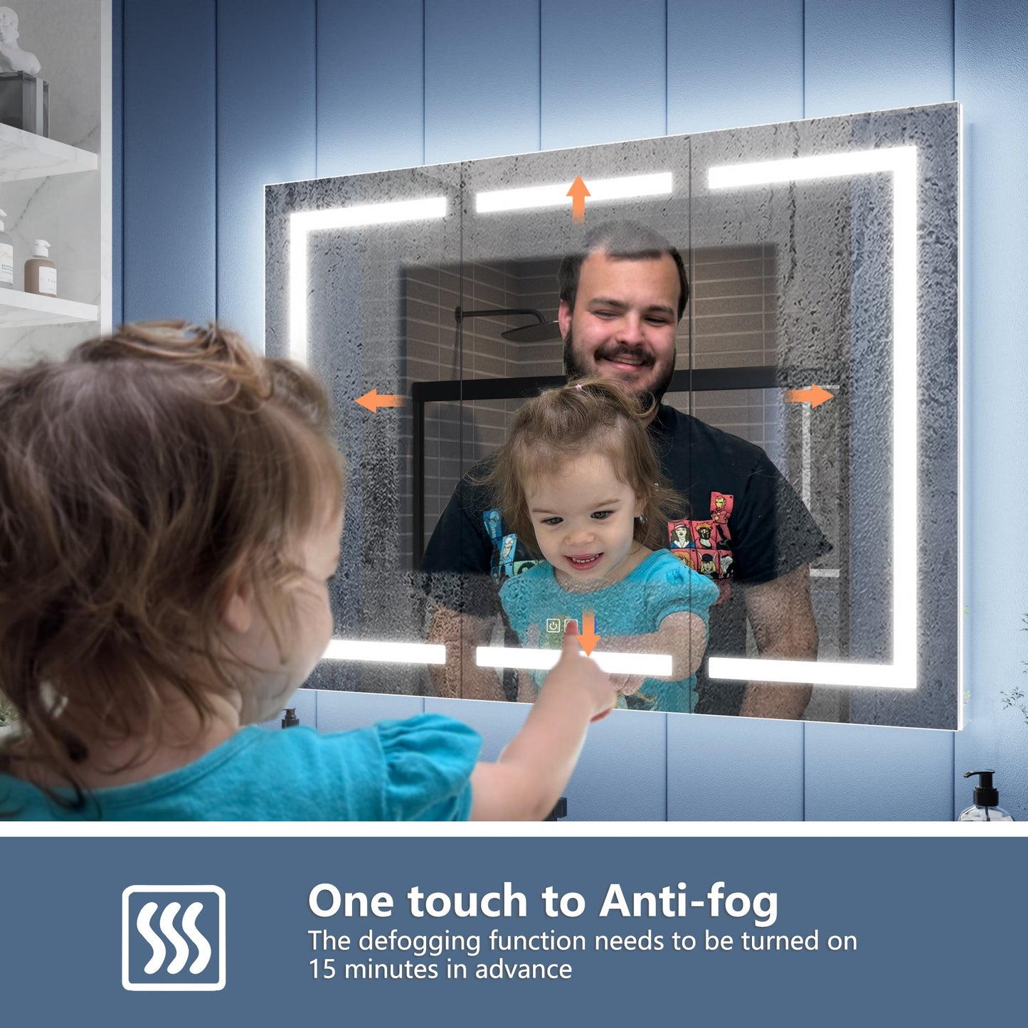 Illusion-B 48" x 36" LED Lighted Inset Mirrored Medicine Cabinet with Magnifiers Front and Back Light