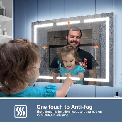Illusion-B 48" x 36" LED Lighted Inset Mirrored Medicine Cabinet with Magnifiers Front and Back Light