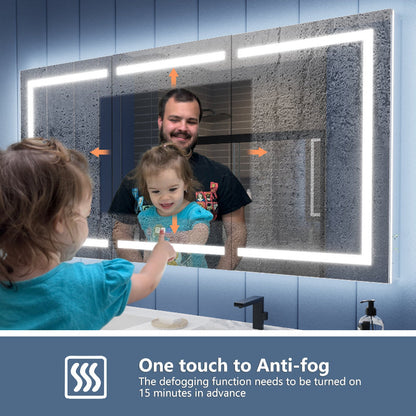 Illusion-B 72" x 36" LED Lighted Recessed Bathroom Medicine Cabinet with Magnifiers Front and Back Light