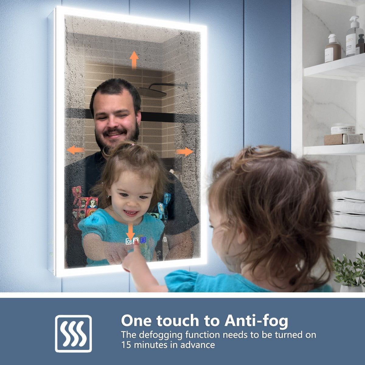 Illusion 24" x 32" LED Lighted Medicine Cabinet with Magnifiers Front and Back Light,Hinge on the Right