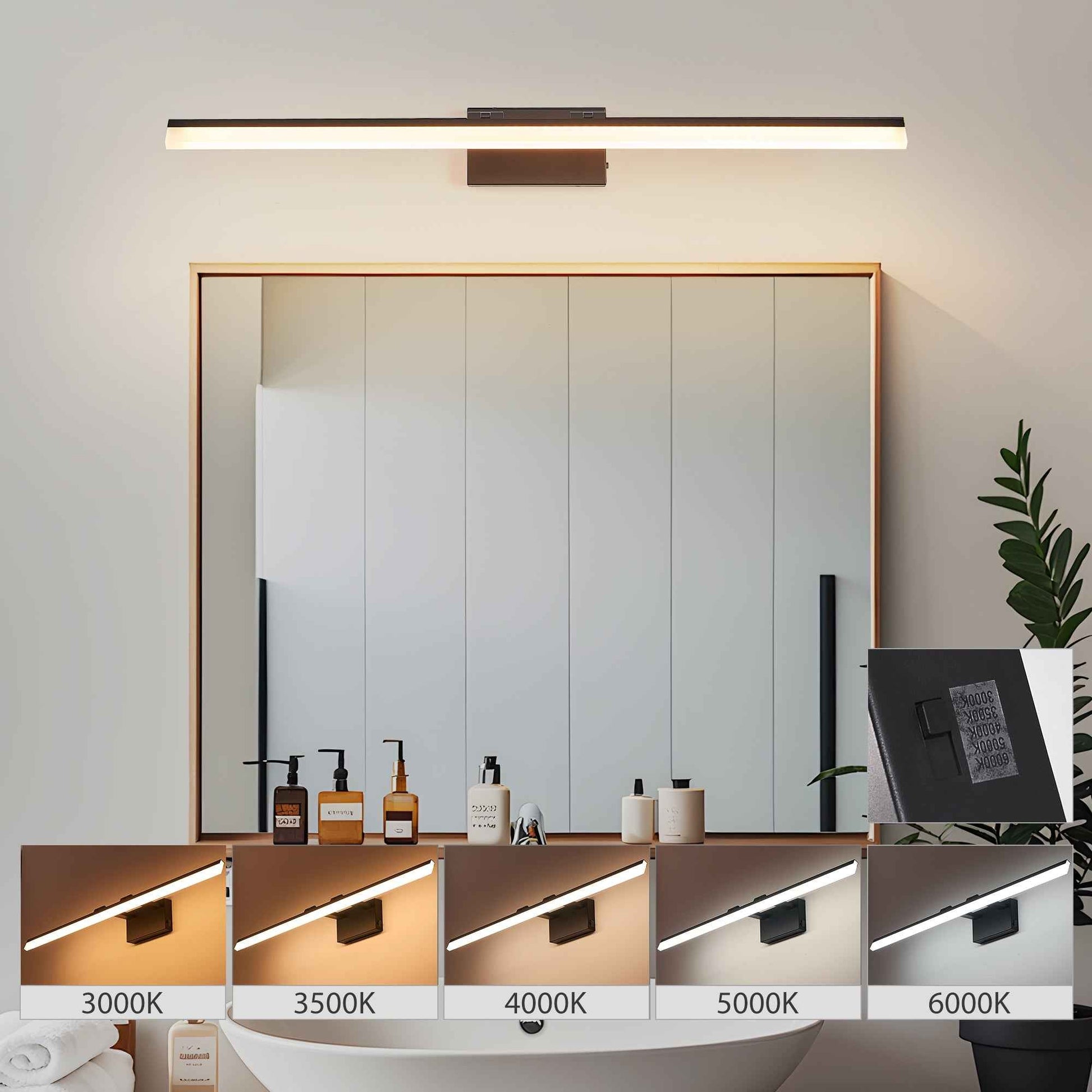 Exbrite 39 Inch Modern LED Bathroom Vanity Light �C Sleek Black Metal Wall Light for Mirror, Dressing Room or Sink Area