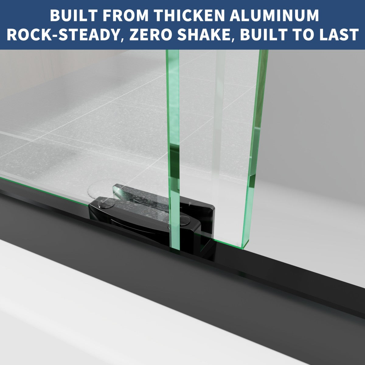 Glide-Bpro 58-60 in. Framed Double Sliding Tub Door,Bypass Bathtub Shower Tempered Glass Door,Matte Black,Explosion-Proof Film