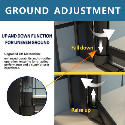 Adjustable mechanism of Classy 24-26" W x 72" H small clear glass shower door, showcasing enhanced lift for uneven ground.