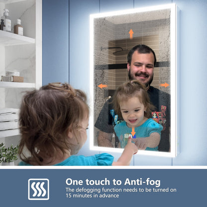 Illusion 24" x 32" LED Lighted Medicine Cabinet with Magnifiers Front and Back Light,Hinge on Left