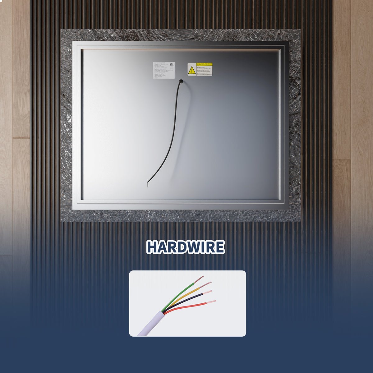Glacy Series 40" x 32" Rectangle LED Bathroom Mirror �C Ice Textures Edge, Smart Dimming, Defogger, ETL Certified