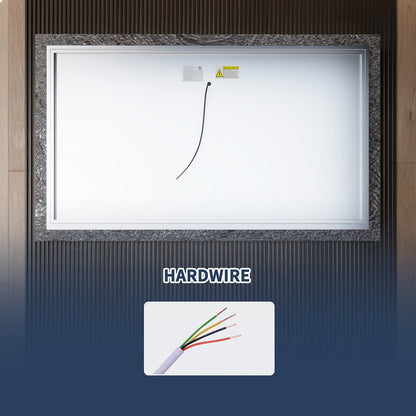 Glacy Series 60" x 36" Rectangle LED Bathroom Mirror �C Ice Textures Edge, Smart Dimming, Defogger, ETL Certified