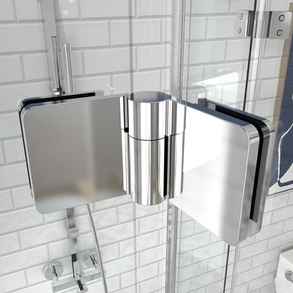 Haven Corner Shower Enclosure 36''D x 36''W x 72'' H Shower In Corner with 6mm Clear Glass Double Pivot Shower Door in Chrome Finish