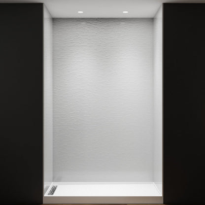 Huck - C Solid Surface 60" W x 76" H Tile Tub and Shower Wall Panel Surround, Quick Install,Cuttable,Textured Concrete,32in