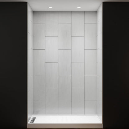 Huck - V Solid Surface 60" W x 76" H Tile Tub and Shower Wall Panel Surround, Quick Install,Cuttable,Big Tile Pattern,32in