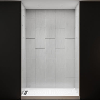 Huck - V Solid Surface 60" W x 76" H Tile Tub and Shower Wall Panel Surround, Quick Install,Cuttable,Big Tile Pattern,36in