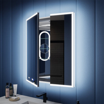 Illusion 30" x 36" LED Lighted Medicine Cabinet with Magnifiers Front and Back Light