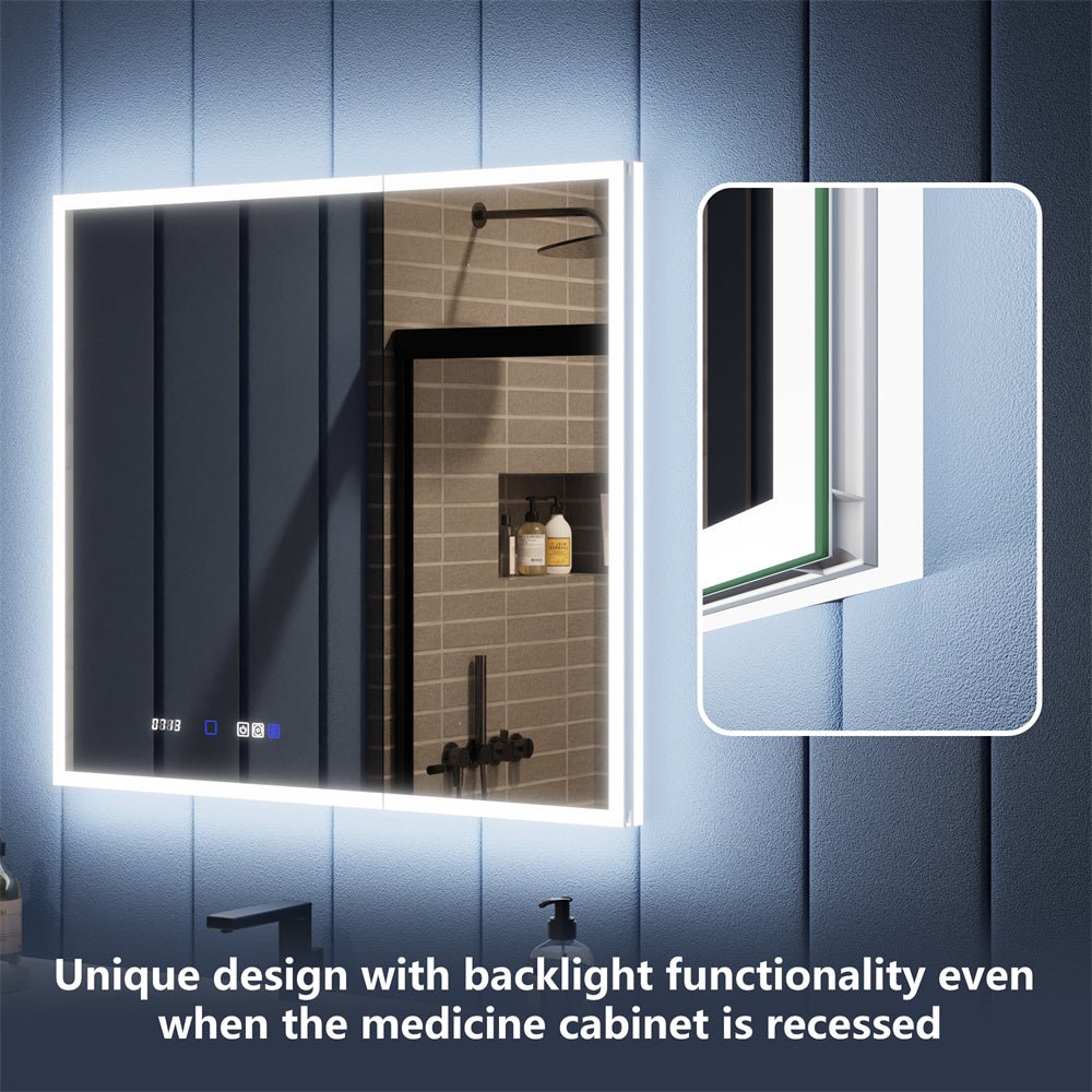 Illusion 36" x 32" LED lighted medicine cabinet with magnifiers; front and back light.