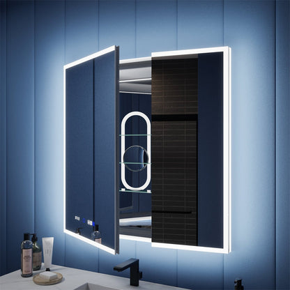Illusion 36" x 36" LED Lighted Medicine Cabinet with Magnifiers Front and Back Light