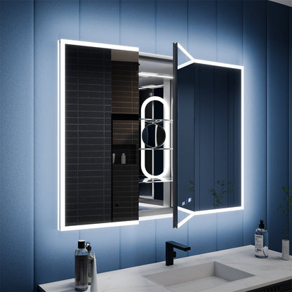 medicine cabinet with outlet 48x32 inch LED mirror dual sockets USB ports