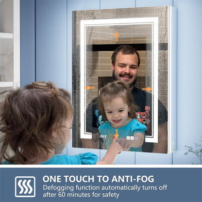 Illusion - B 24" x 32" LED Lighted Inset Mirrored Medicine Cabinet with Magnifiers Front and Back Light,Hinge on Left